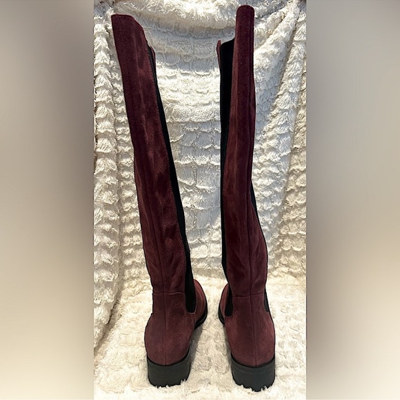 Vintage Burgundy suede knee high pull on Boots Cole Haan - Picture 4 of 10